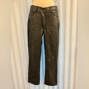 Abercrombie & Fitch Women's 90's straight ultra high rise black vegan leather